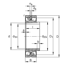 调心滚子轴承 231/500-B-K-MB + AHX31/500, 根据 DIN 635-2 标准的主要尺寸, 带锥孔和退卸套