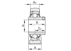 直立式轴承座单元 RASEY1-3/4, 铸铁轴承座，外球面球轴承，根据 ABMA 15 - 1991, ABMA 14 - 1991, ISO3228 内圈带有平头螺栓，R型密封，英制