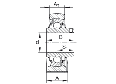 直立式轴承座单元 RASEY3/4, 铸铁轴承座，外球面球轴承，根据 ABMA 15 - 1991, ABMA 14 - 1991, ISO3228 内圈带有平头螺栓，R型密封，英制